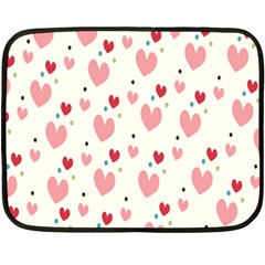 Love Heart Pink Polka Valentine Red Black Green White Double Sided Fleece Blanket (mini)  by Mariart