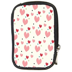 Love Heart Pink Polka Valentine Red Black Green White Compact Camera Cases by Mariart