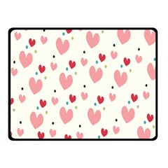 Love Heart Pink Polka Valentine Red Black Green White Fleece Blanket (small) by Mariart