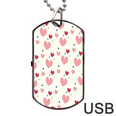 Love Heart Pink Polka Valentine Red Black Green White Dog Tag Usb Flash (one Side)