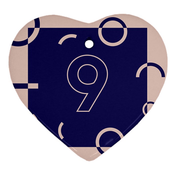 Number 9 Blue Pink Circle Polka Ornament (Heart)