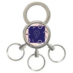 Number 9 Blue Pink Circle Polka 3-ring Key Chains by Mariart