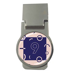 Number 9 Blue Pink Circle Polka Money Clips (round) 