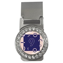 Number 9 Blue Pink Circle Polka Money Clips (cz) 