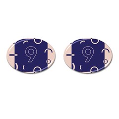 Number 9 Blue Pink Circle Polka Cufflinks (oval)