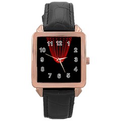 Normal Field Of An Elliptic Paraboloid Red Rose Gold Leather Watch 