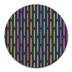 Pencil Stationery Rainbow Vertical Color Round Mousepads by Mariart