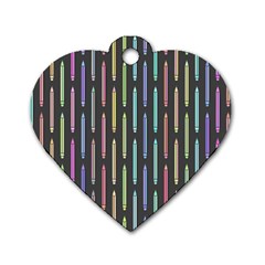 Pencil Stationery Rainbow Vertical Color Dog Tag Heart (one Side) by Mariart