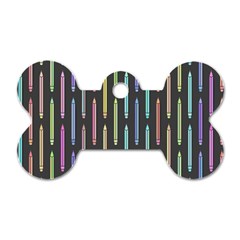 Pencil Stationery Rainbow Vertical Color Dog Tag Bone (one Side) by Mariart