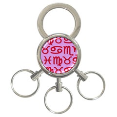 Illustrated Zodiac Red Purple Star 3-ring Key Chains