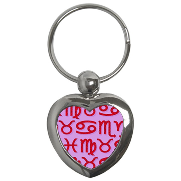 Illustrated Zodiac Red Purple Star Key Chains (Heart) 