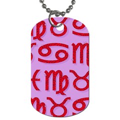 Illustrated Zodiac Red Purple Star Dog Tag (one Side)