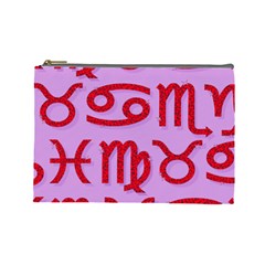 Illustrated Zodiac Red Purple Star Cosmetic Bag (large) 