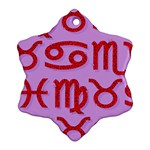 Illustrated Zodiac Red Purple Star Ornament (Snowflake) Front