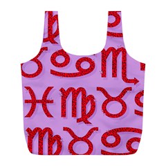 Illustrated Zodiac Red Purple Star Full Print Recycle Bags (l)  by Mariart