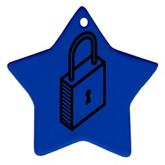 Padlock Love Blue Key Star Ornament (two Sides)