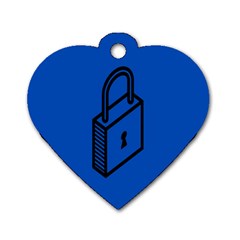 Padlock Love Blue Key Dog Tag Heart (two Sides) by Mariart