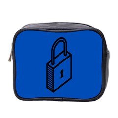 Padlock Love Blue Key Mini Toiletries Bag 2-side by Mariart