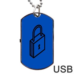 Padlock Love Blue Key Dog Tag Usb Flash (one Side)