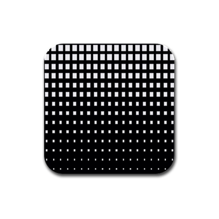 Plaid White Black Rubber Square Coaster (4 pack) 