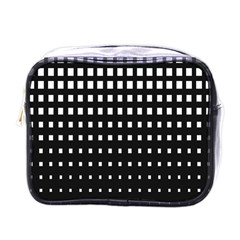 Plaid White Black Mini Toiletries Bags by Mariart