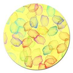 Watercolors On A Yellow Background                Magnet 5  (round) by LalyLauraFLM