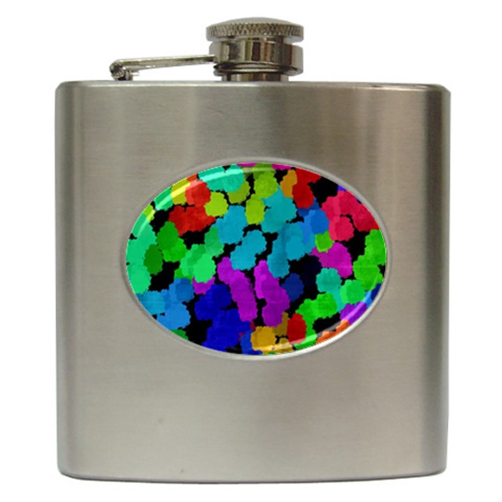 Colorful strokes on a black background               Hip Flask (6 oz)