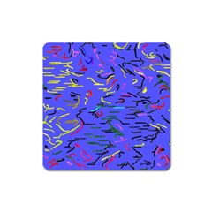 Paint Strokes On A Blue Background              Magnet (square) by LalyLauraFLM