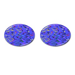 Paint Strokes On A Blue Background              Cufflinks (oval)