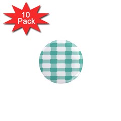 Plaid Blue Green White Line 1  Mini Magnet (10 Pack) 