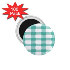 Plaid Blue Green White Line 1 75  Magnets (100 Pack) 