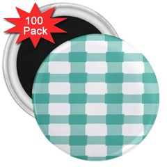 Plaid Blue Green White Line 3  Magnets (100 Pack)