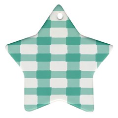 Plaid Blue Green White Line Star Ornament (two Sides) by Mariart