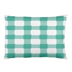 Plaid Blue Green White Line Pillow Case (two Sides)