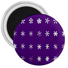 Purple Flower Floral Star White 3  Magnets by Mariart