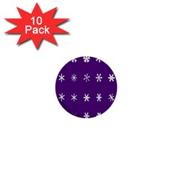Purple Flower Floral Star White 1  Mini Buttons (10 Pack) 