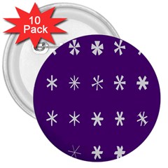 Purple Flower Floral Star White 3  Buttons (10 Pack)  by Mariart