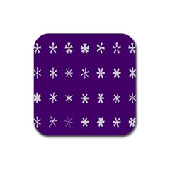 Purple Flower Floral Star White Rubber Coaster (square) 