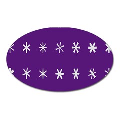 Purple Flower Floral Star White Oval Magnet