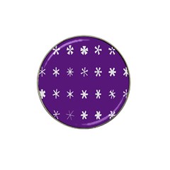 Purple Flower Floral Star White Hat Clip Ball Marker (10 Pack)