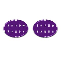 Purple Flower Floral Star White Cufflinks (oval)