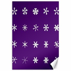 Purple Flower Floral Star White Canvas 12  X 18   by Mariart