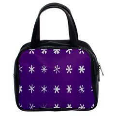 Purple Flower Floral Star White Classic Handbags (2 Sides) by Mariart