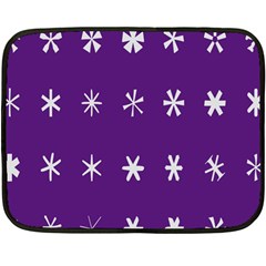 Purple Flower Floral Star White Fleece Blanket (mini)