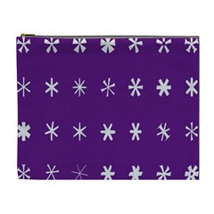 Purple Flower Floral Star White Cosmetic Bag (xl)