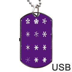 Purple Flower Floral Star White Dog Tag Usb Flash (two Sides) by Mariart