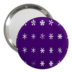 Purple Flower Floral Star White 3  Handbag Mirrors