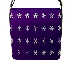 Purple Flower Floral Star White Flap Messenger Bag (l)  by Mariart