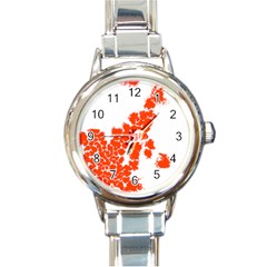 Red Spot Paint Round Italian Charm Watch