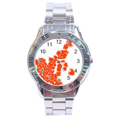 Red Spot Paint Stainless Steel Analogue Watch